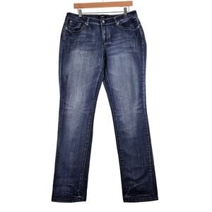 Cato Jeans Women 10 Straight Fading Rhinestones Flat Pocket Bold Topstitch Rodeo